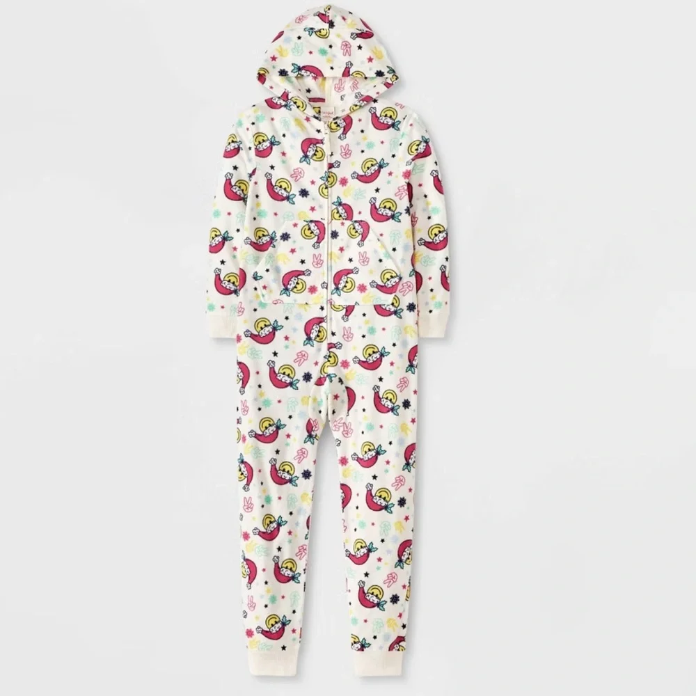 Christmas Cozy Smiley Santa' Union Suit - Cat & Jack™ Cream